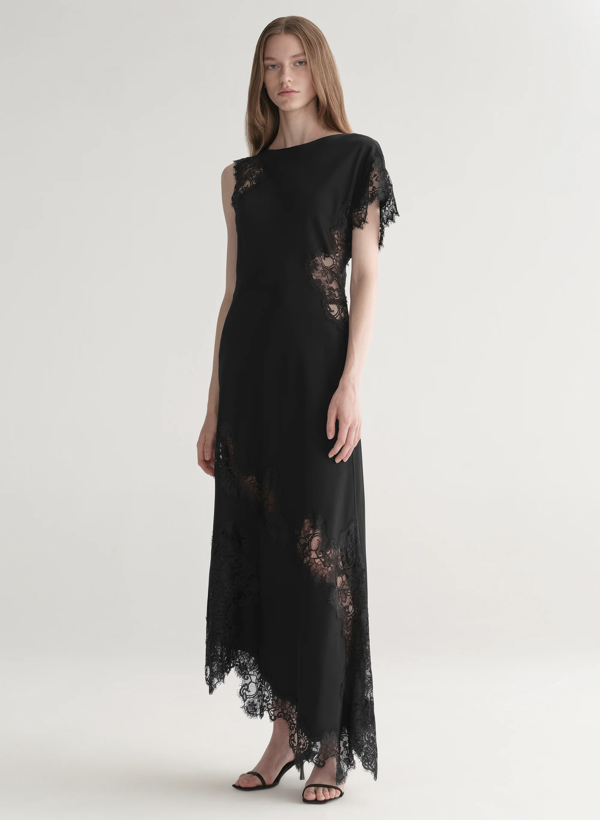 Alessia Textured Satin and Lace Maxi Dress - Image 4