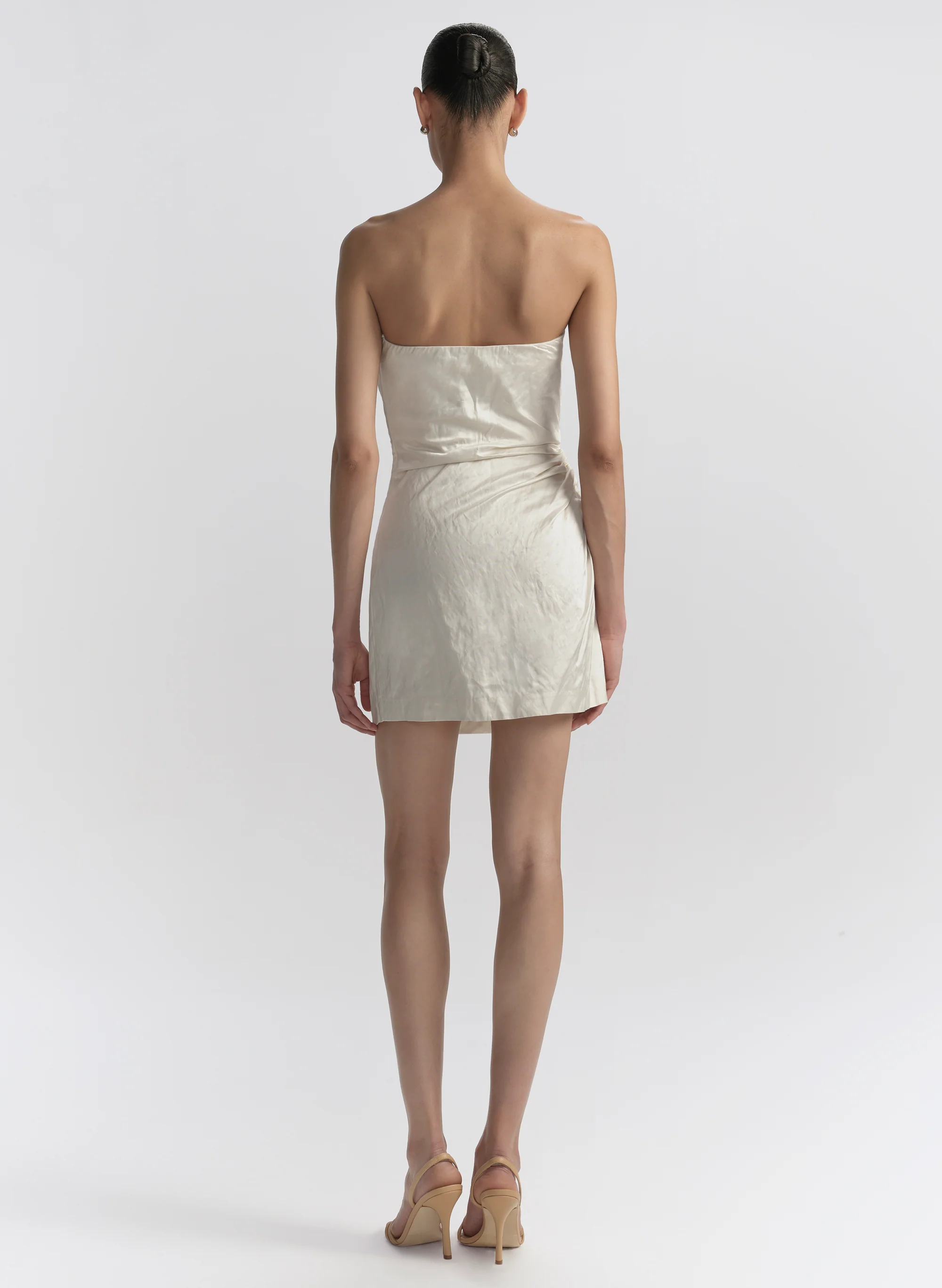 Evie Strapless Satin Mini Dress - Image 7