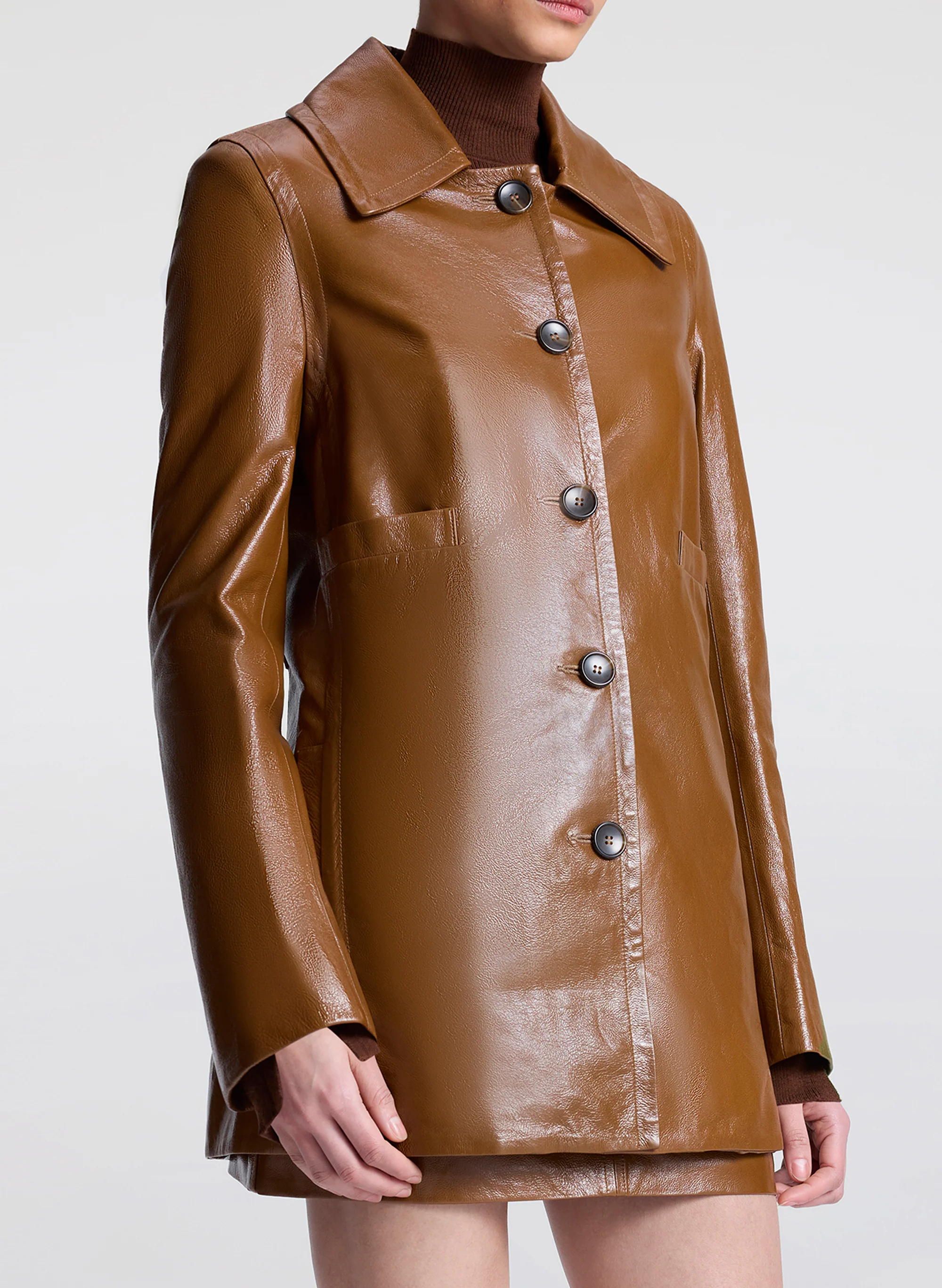 Ghia Glossy Leather Jacket - Image 2