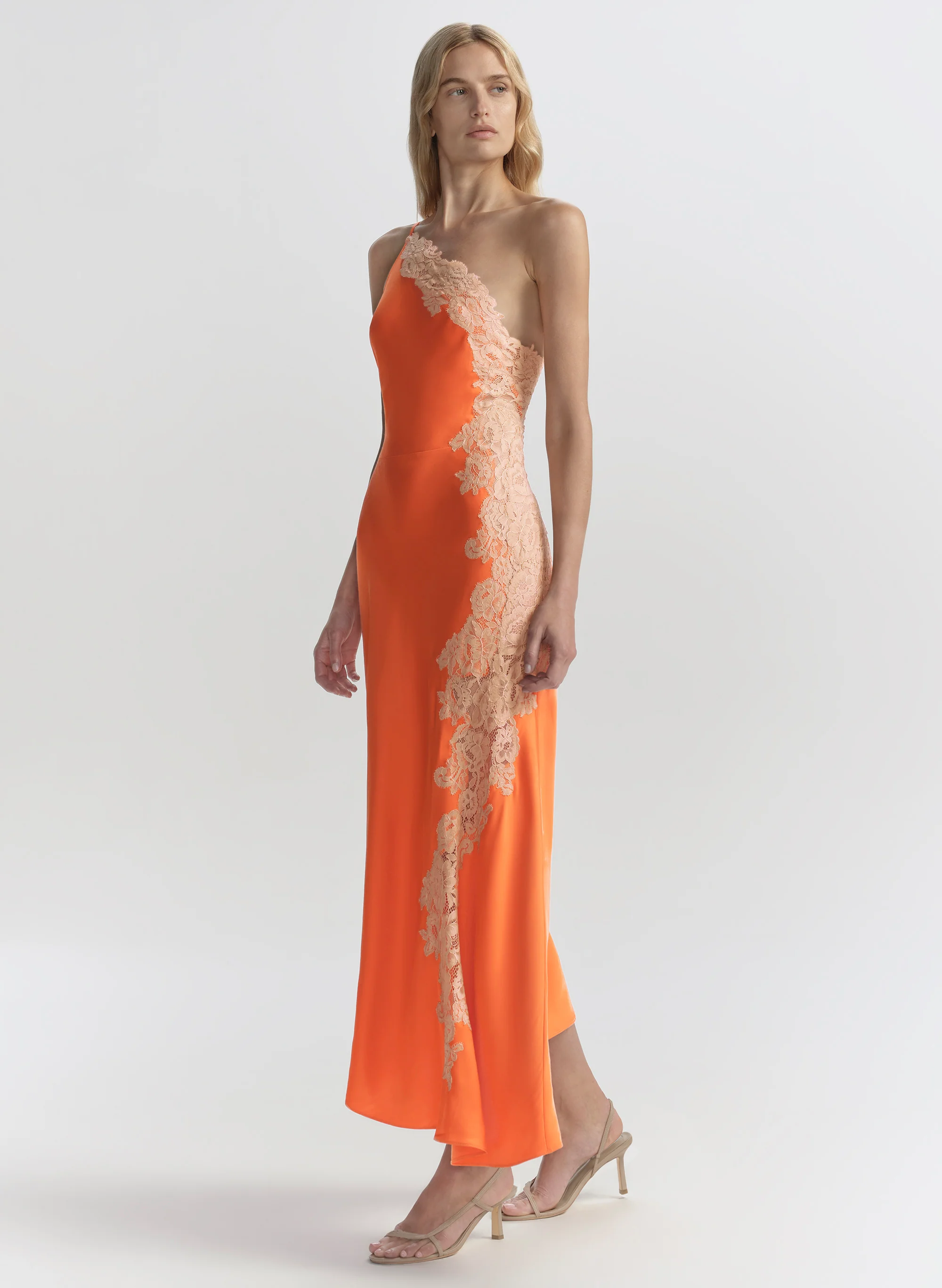 Lou Satin and Lace Midi Dress - Image 3