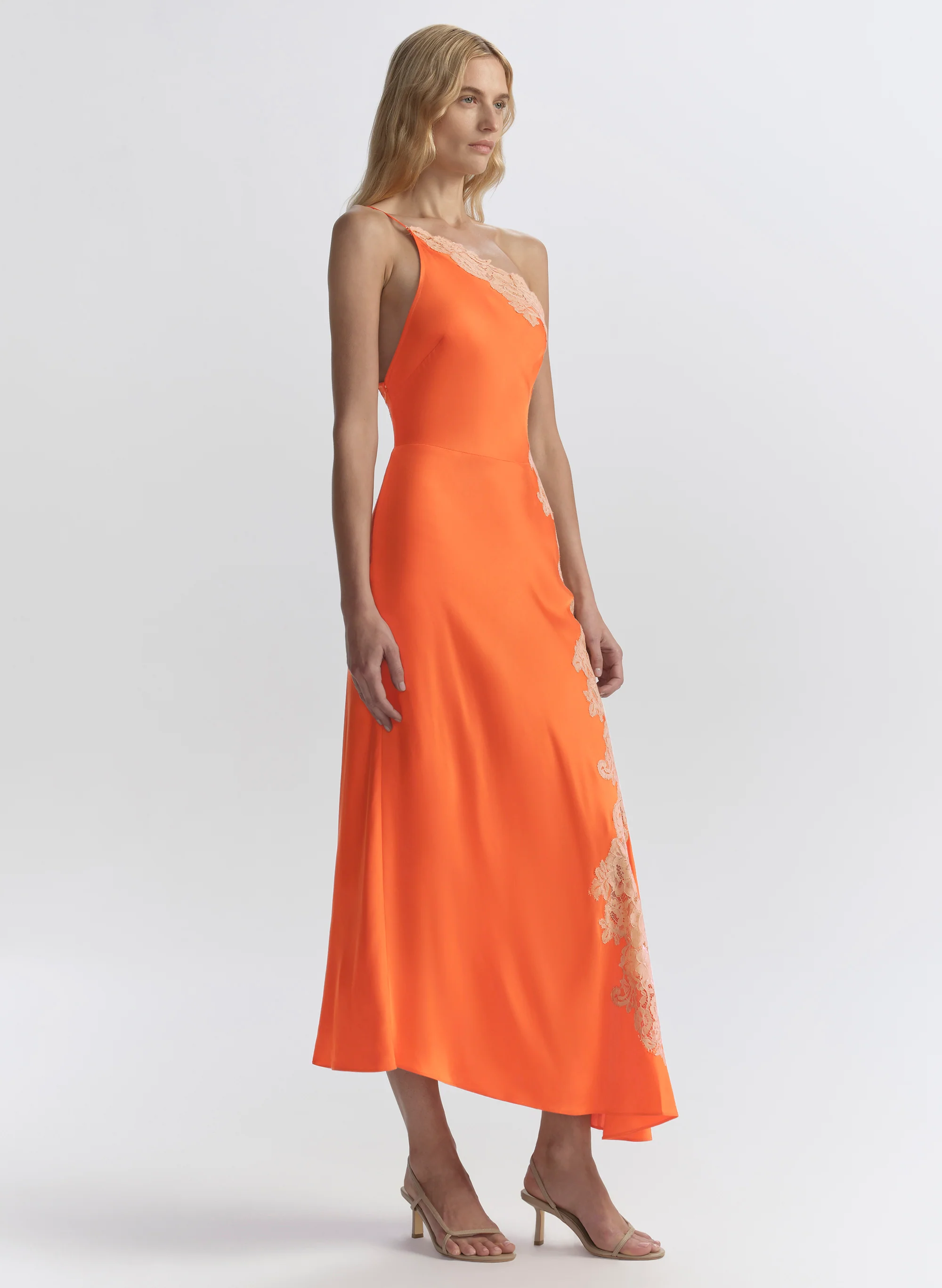 Lou Satin and Lace Midi Dress - Image 4