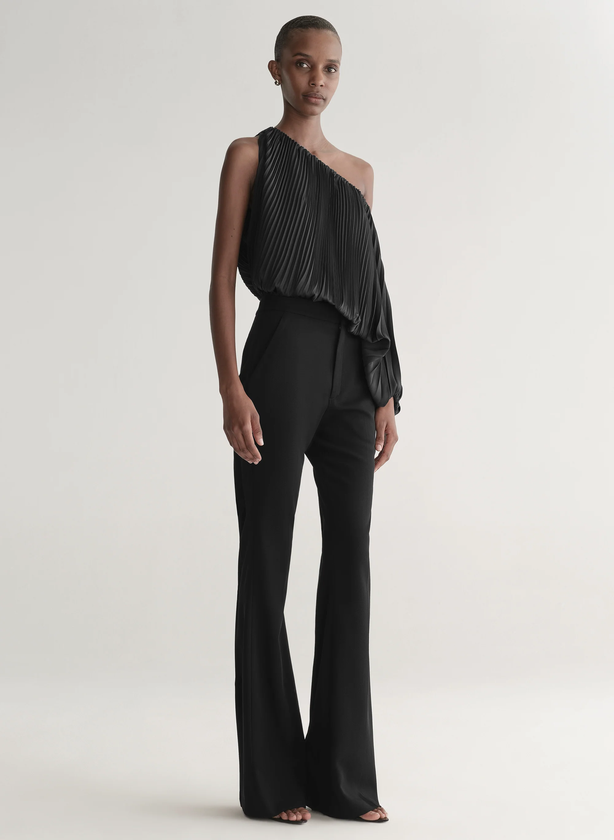Mara Satin Pleated Asymmetric Top - Image 3