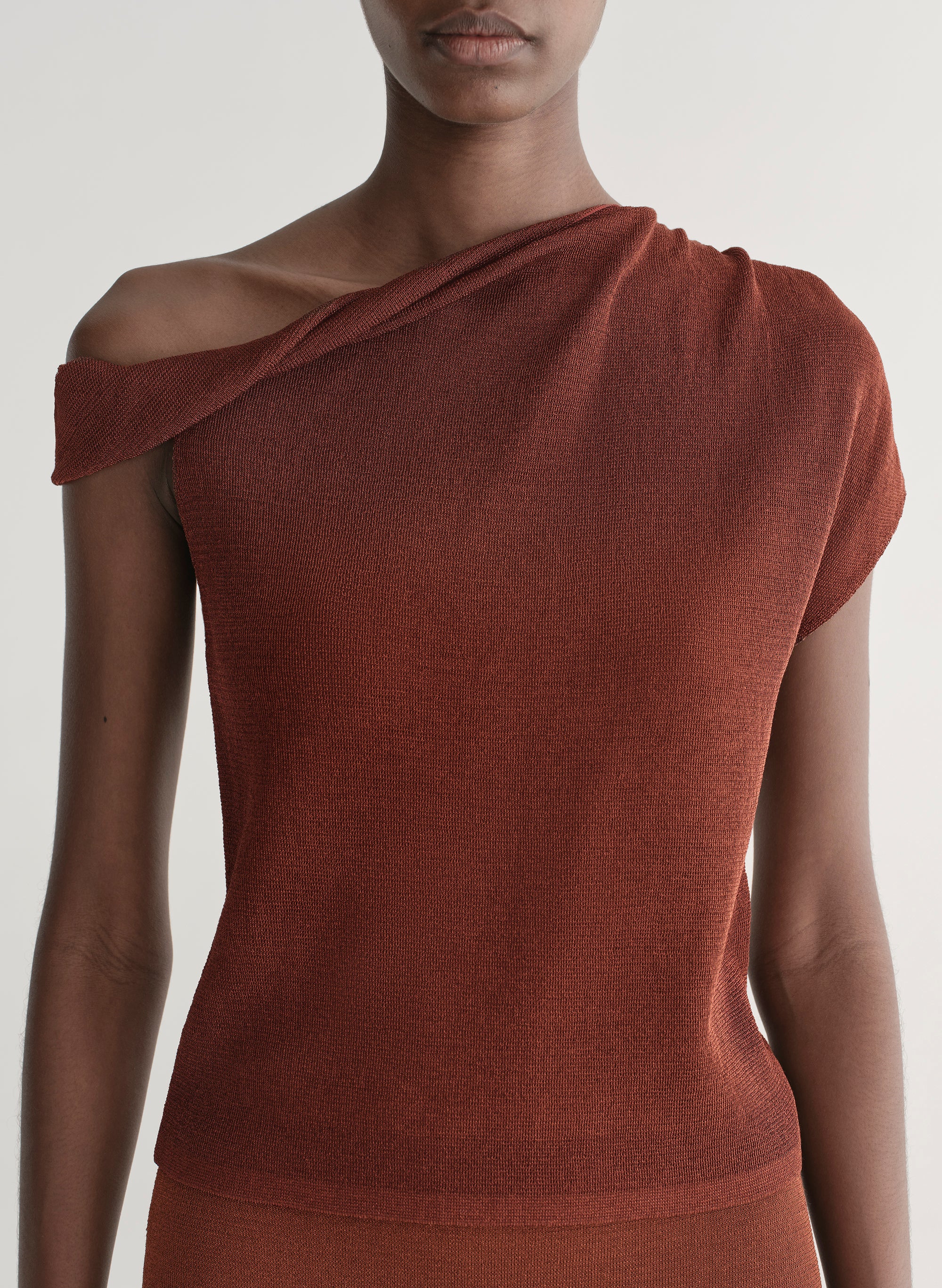 Mona Metallic Knit Asymmetric Top - Image 2