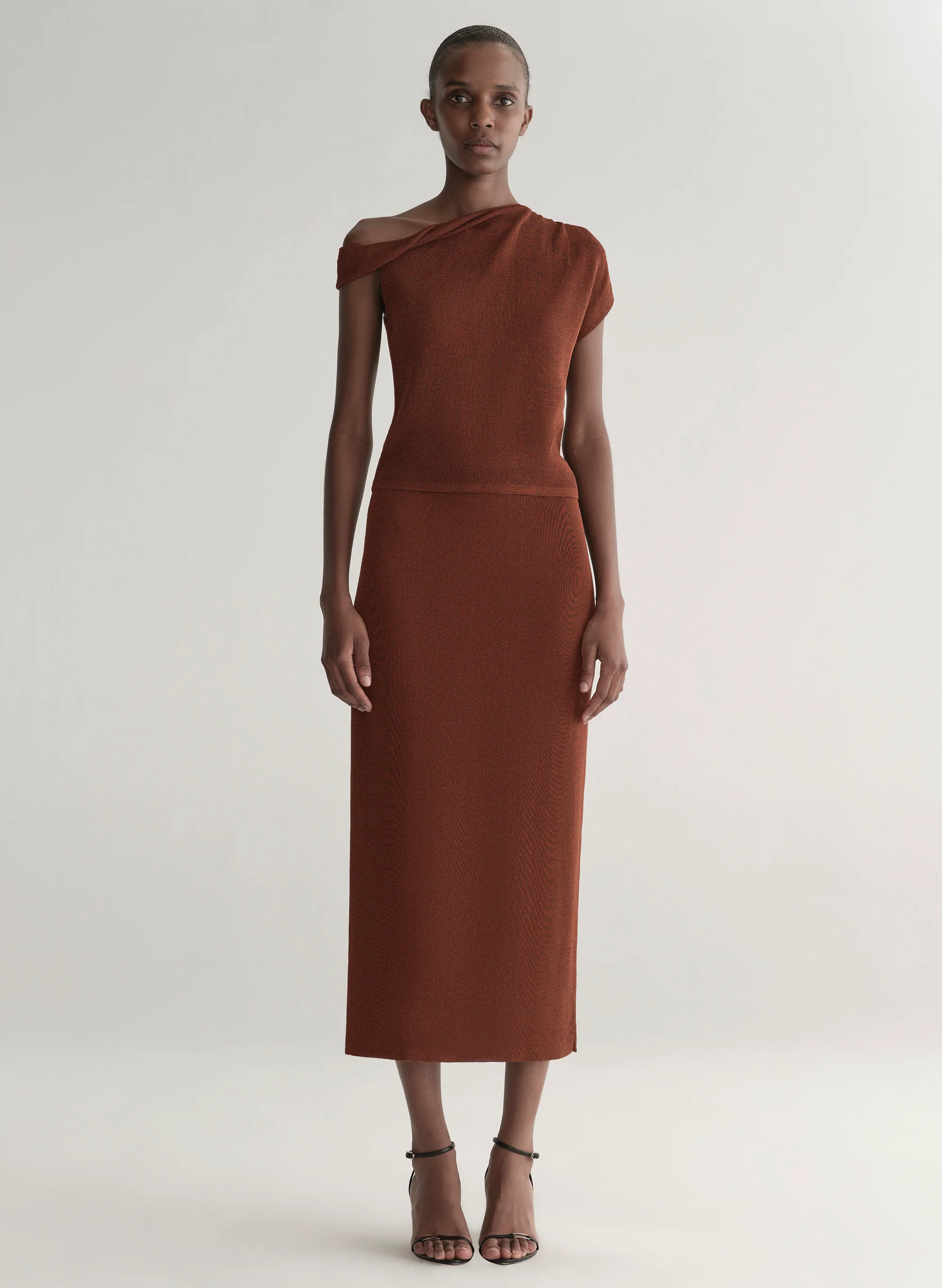 Mona Metallic Knit Asymmetric Top - Image 3