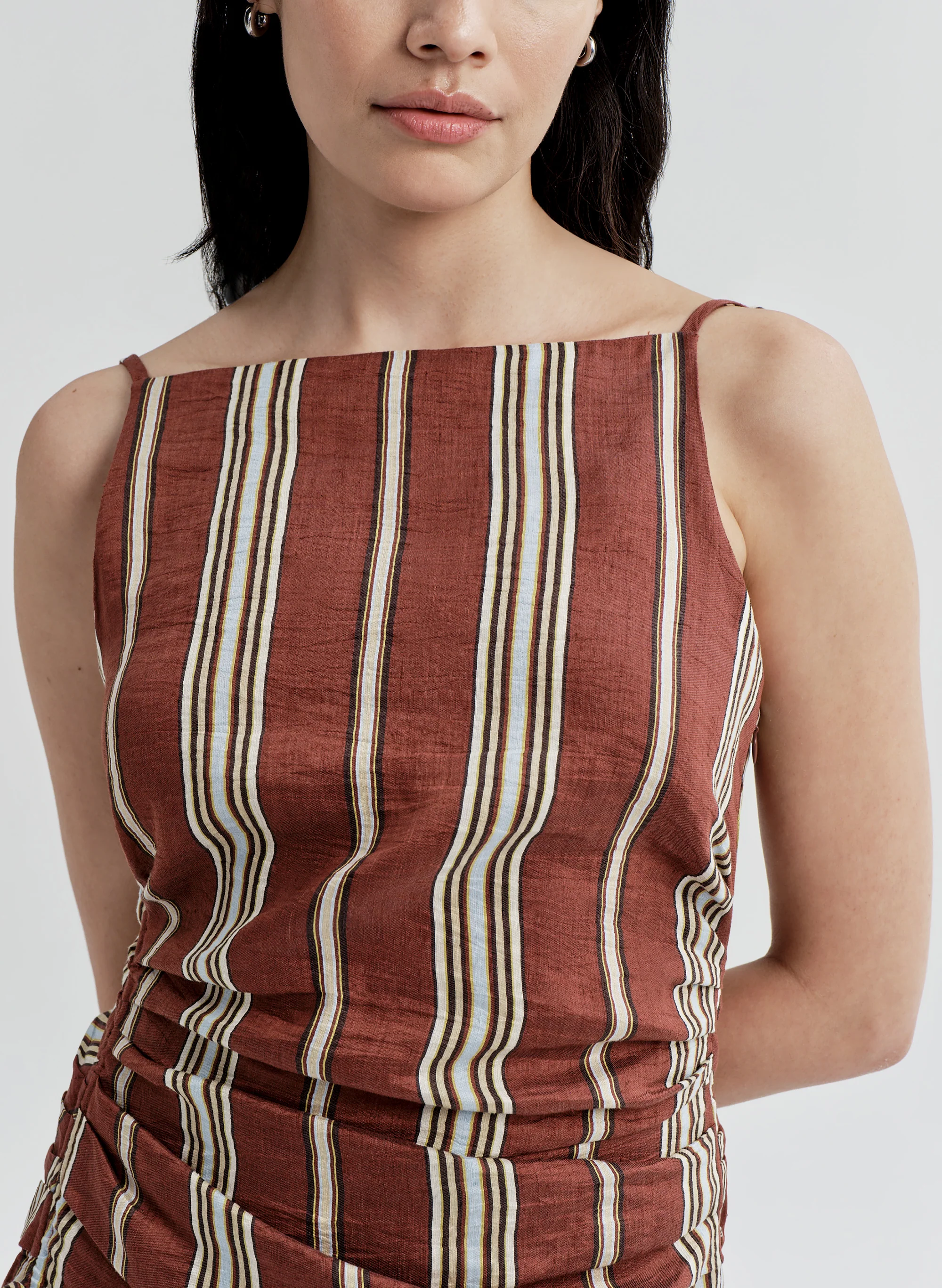 Naomi Striped Linen Midi Dress - Image 2