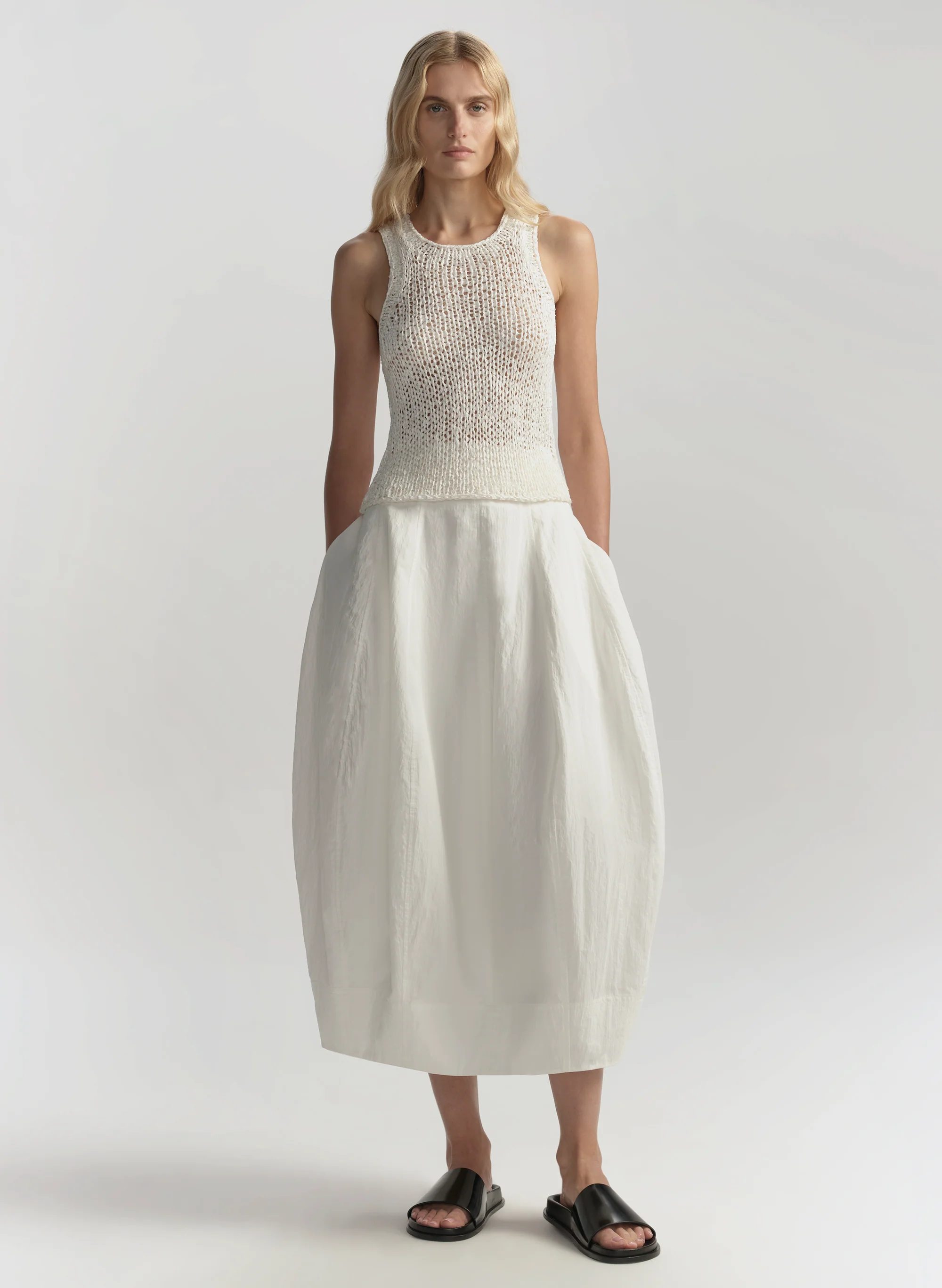 Veda Cotton Nylon Midi Skirt